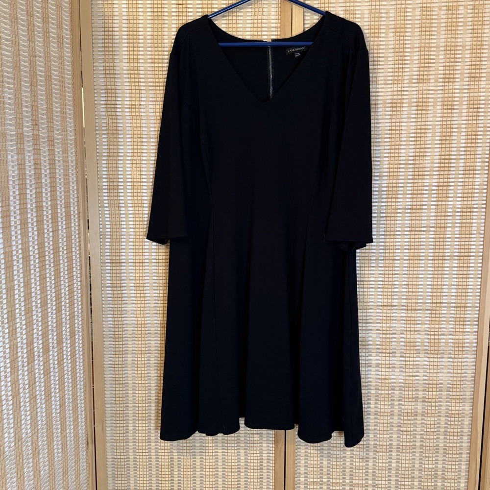 Lane Bryant Womens 26/28 Dress Black 3/4 Sleeves‎ A-Line Back Zipper Whimsigoth